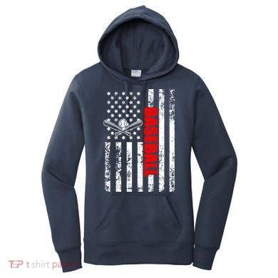 US American Flag Baseball Patriotic Baseball Women's Hoodie