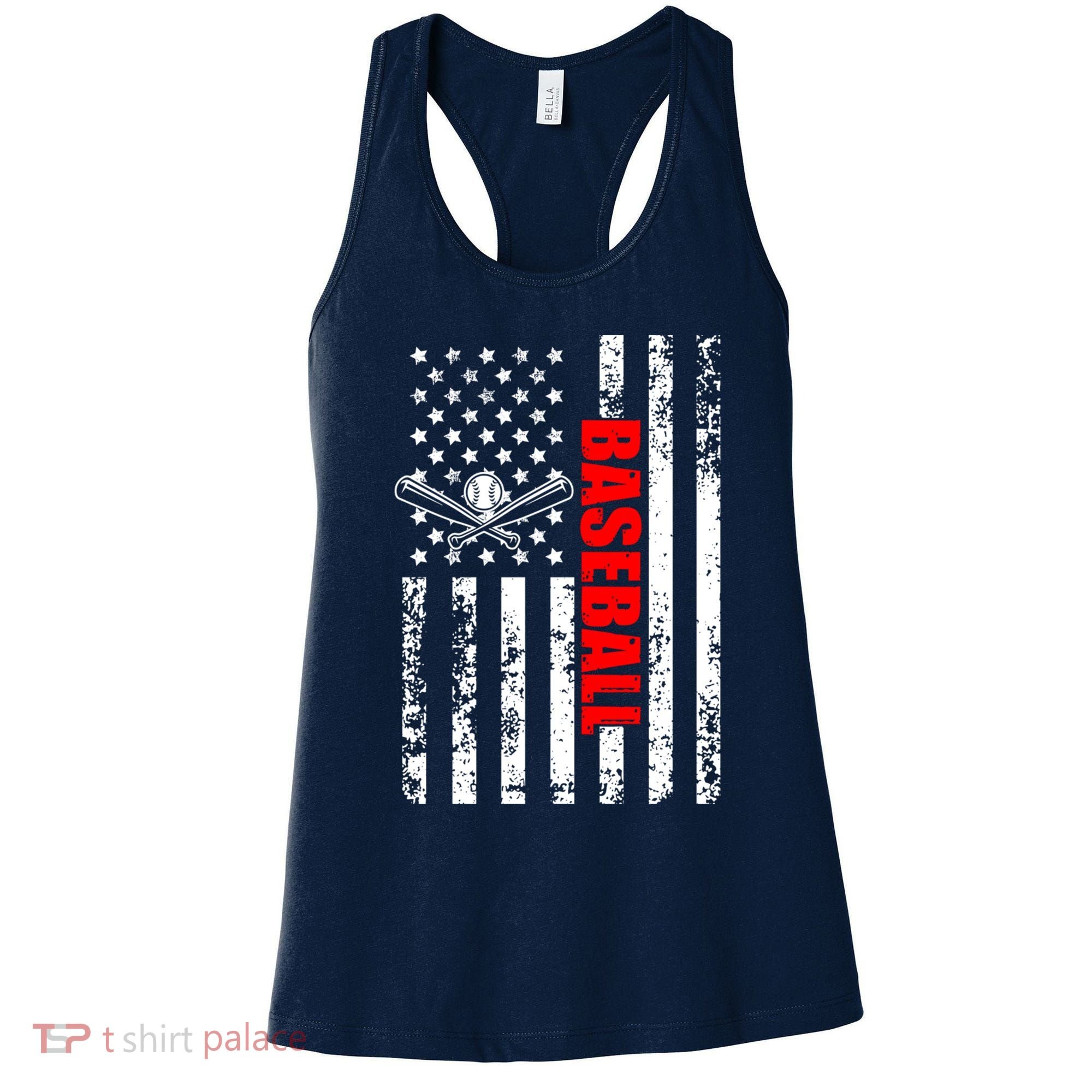US American Flag Baseball Patriotic Baseball Women's Tank Top