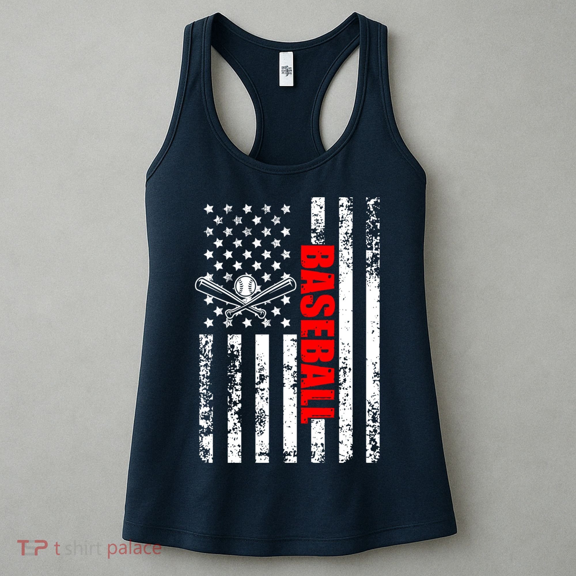 US American Flag Baseball Patriotic Baseball Women's Tank Top