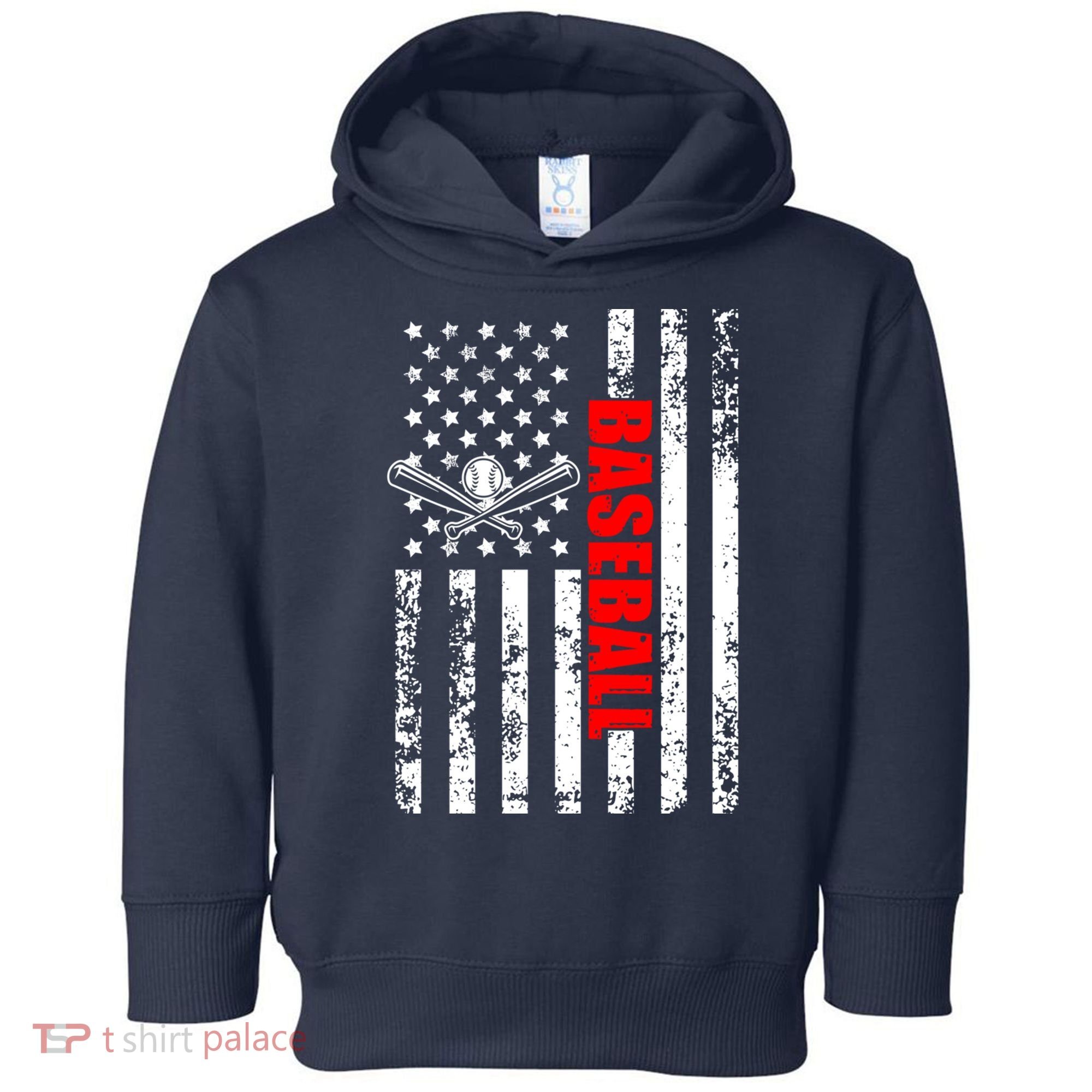 US American Flag Baseball Patriotic Baseball Toddler Hoodie