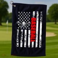 US American Flag Baseball Patriotic Baseball Golf Towel thumb 1
