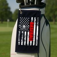 US American Flag Baseball Patriotic Baseball Golf Towel thumb 2