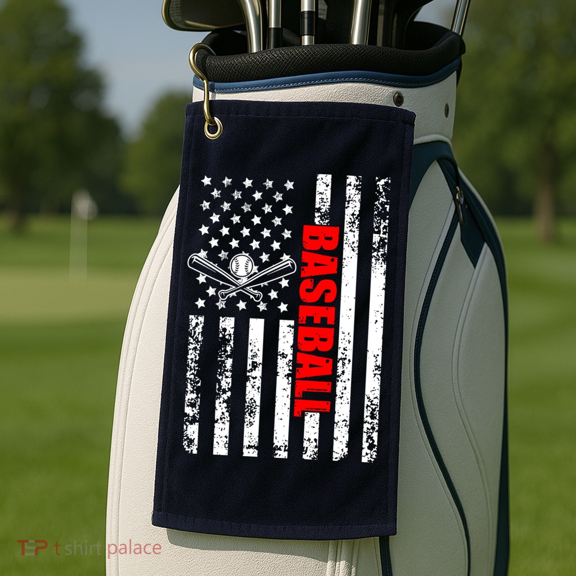 US American Flag Baseball Patriotic Baseball Golf Towel