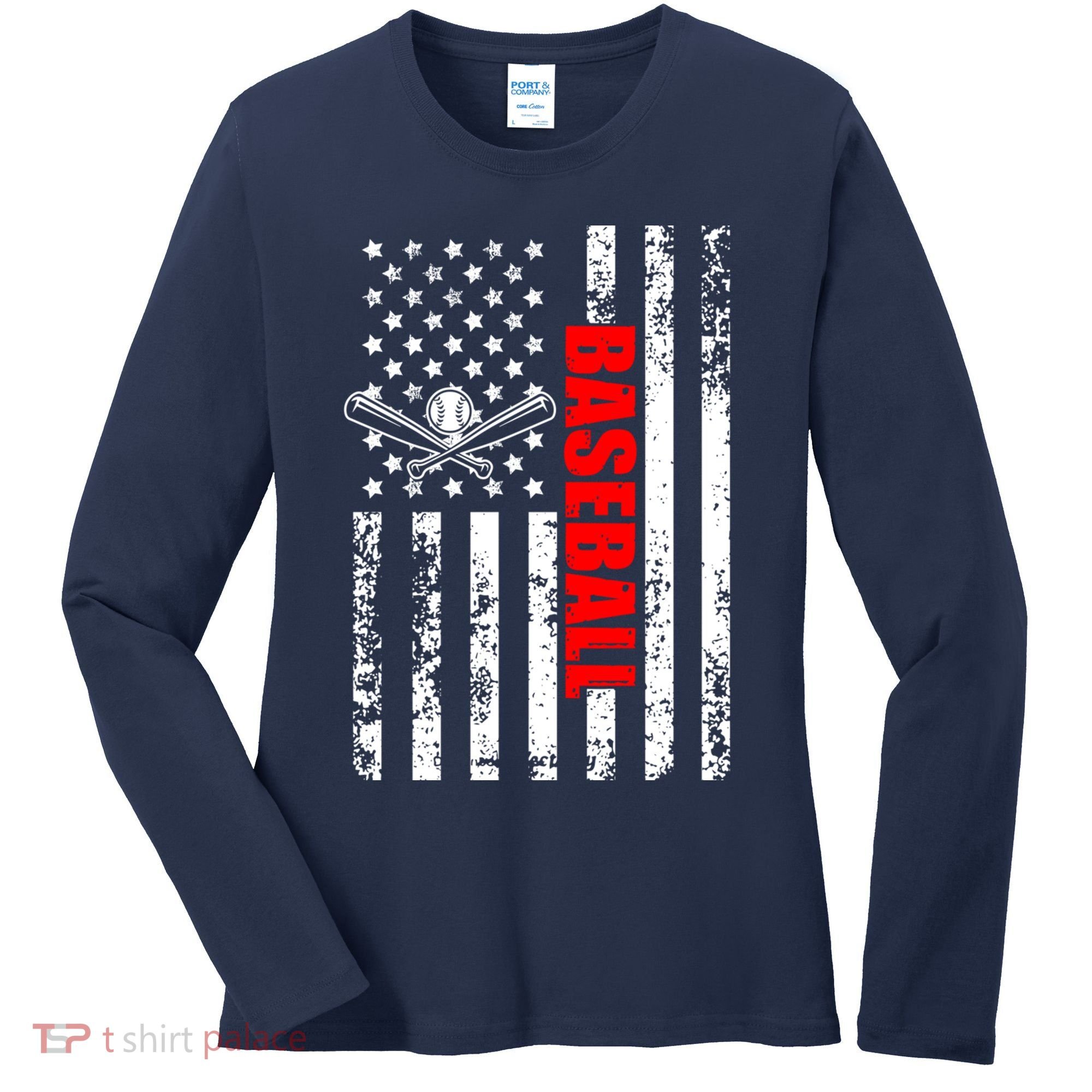 US American Flag Baseball Patriotic Baseball Women's Long Sleeve Shirt