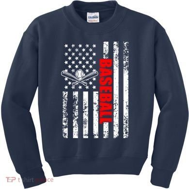 US American Flag Baseball Patriotic Baseball Kids Sweatshirt