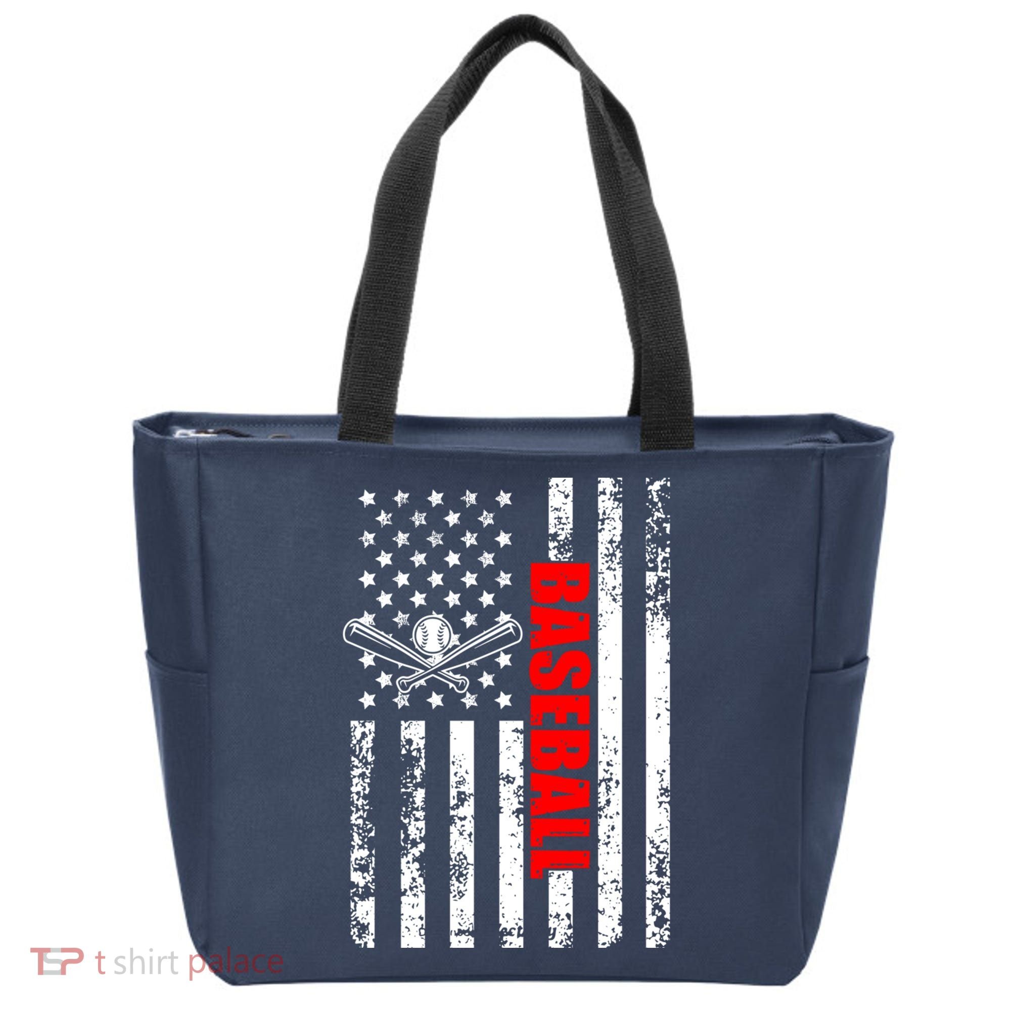 US American Flag Baseball Patriotic Baseball Tote Bag