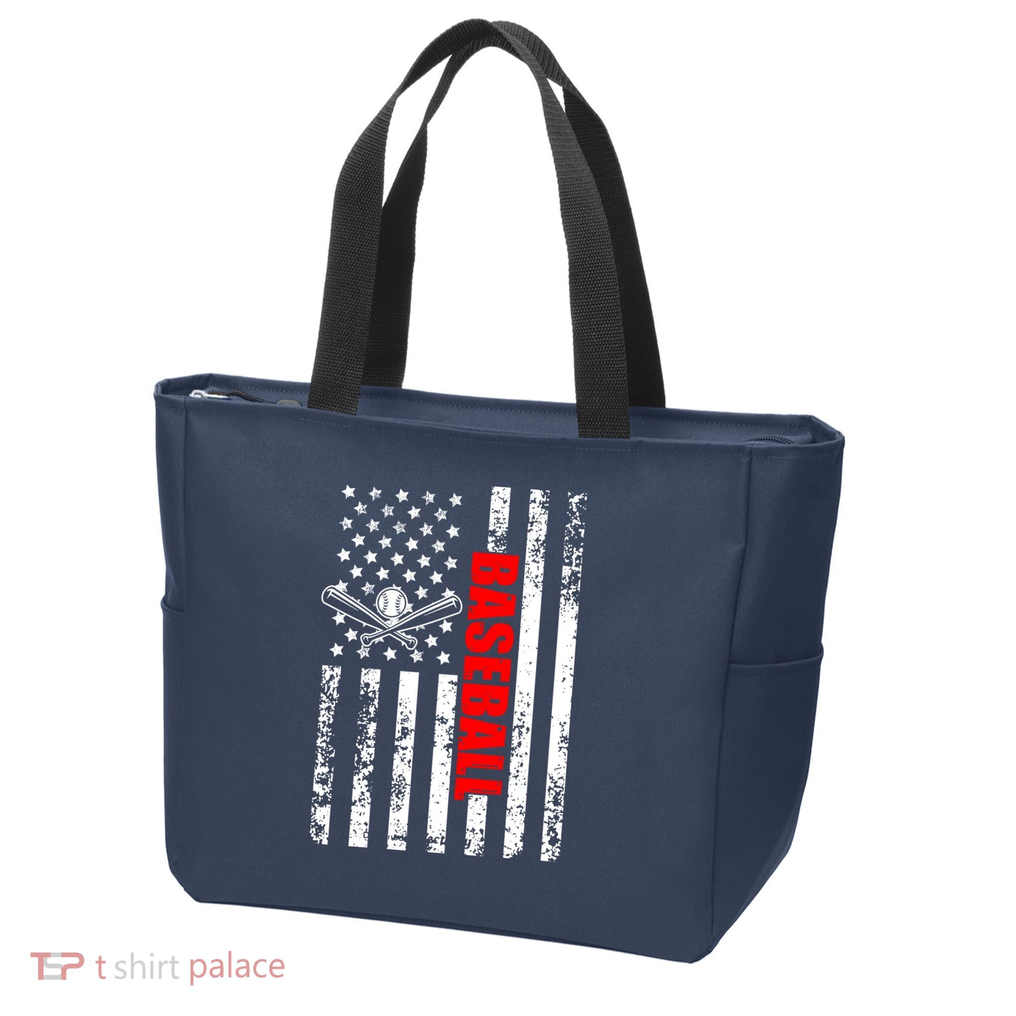 US American Flag Baseball Patriotic Baseball Tote Bag