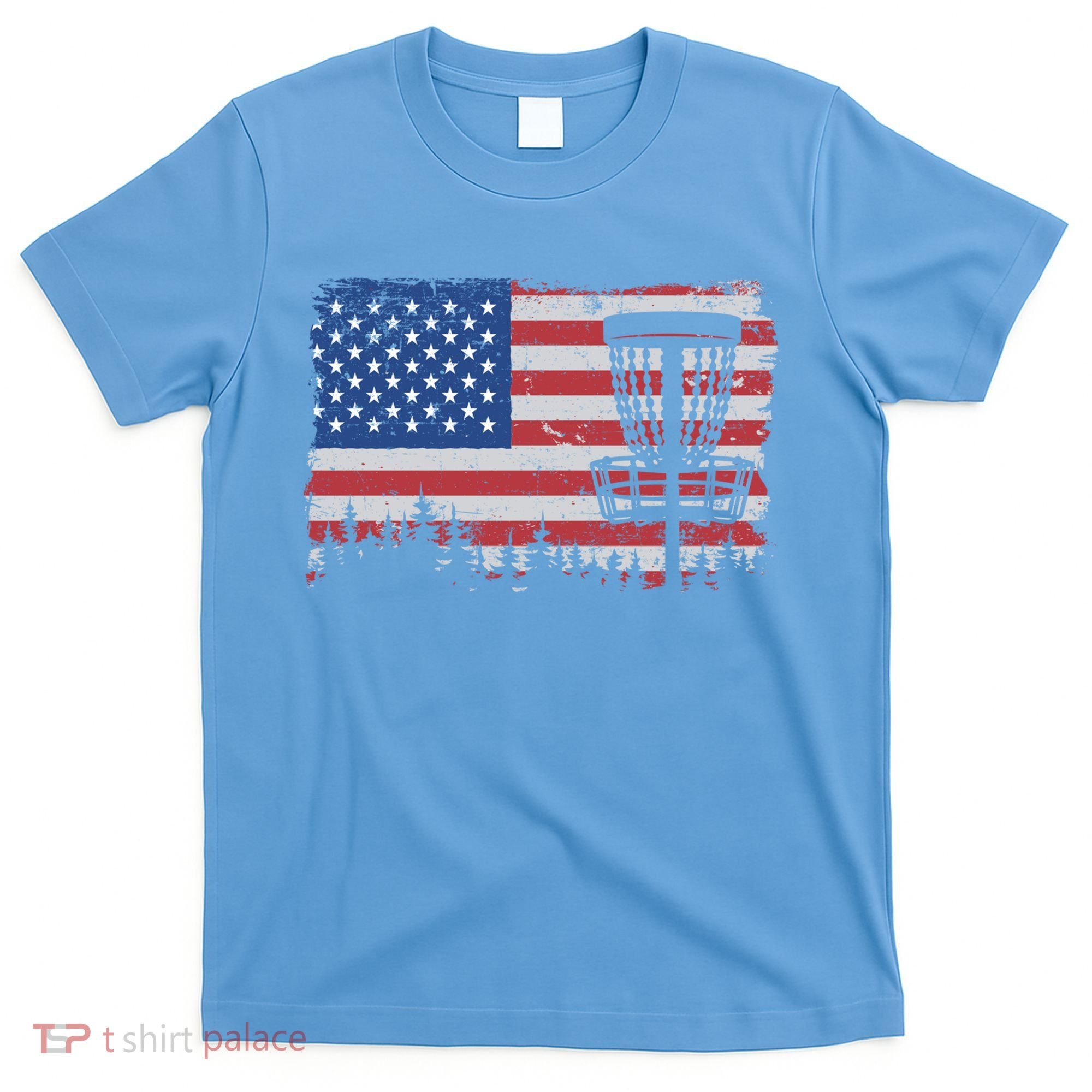 Us American Flag Disc Golf Basket Frisbee Vintage Disc Golf Gift T-Shirt