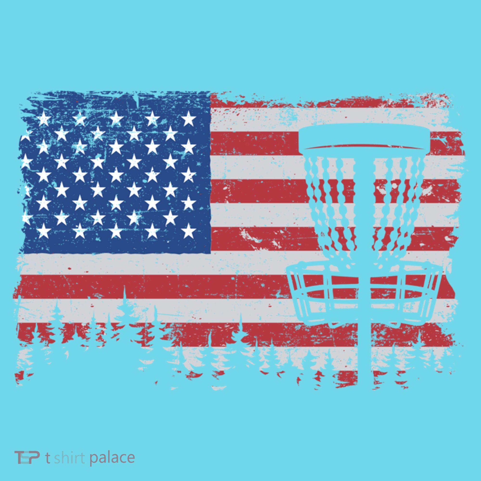 Us American Flag Disc Golf Basket Frisbee Vintage Disc Golf Gift T-Shirt