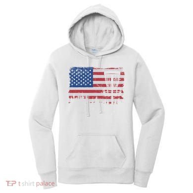 Us American Flag Disc Golf Basket Frisbee Vintage Disc Golf Gift Women's Hoodie