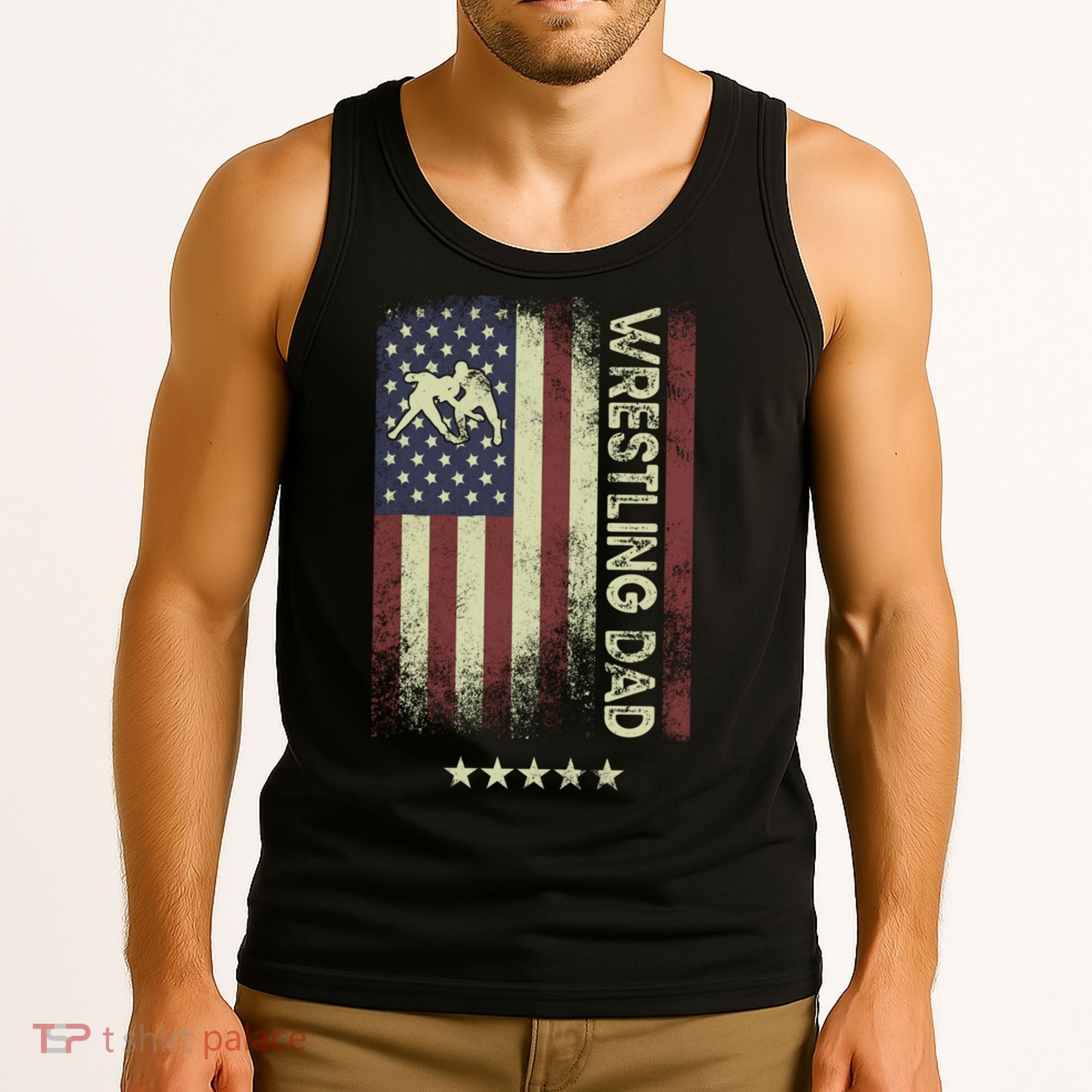 Usa American Flag - Wrestling Dad Cute Gift Tank Top