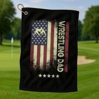 Usa American Flag - Wrestling Dad Cute Gift Golf Towel thumb 1