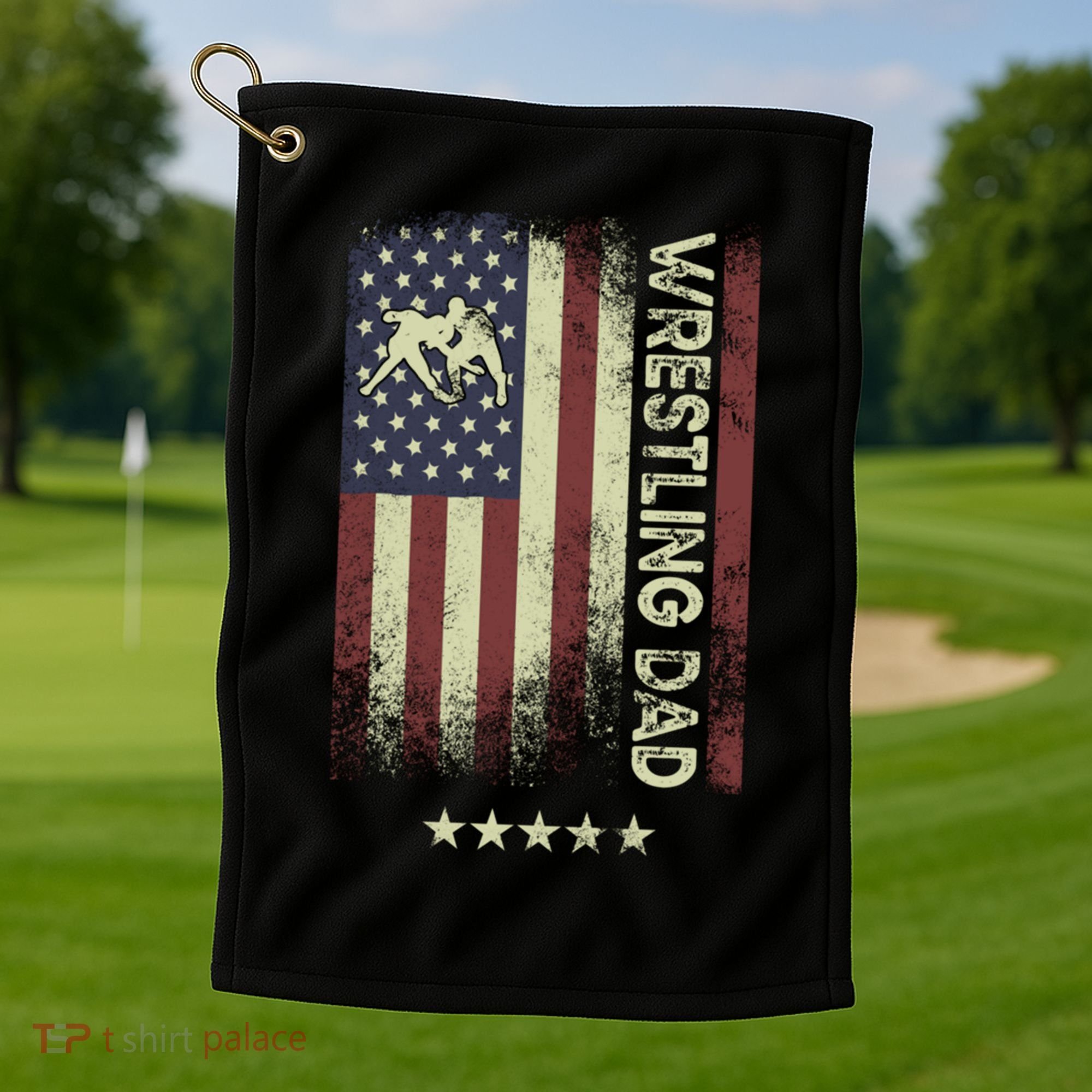 Usa American Flag - Wrestling Dad Cute Gift Golf Towel