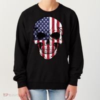 Us American Flag Patriotic Skull Gift Women's Sweatshirt thumb 0
