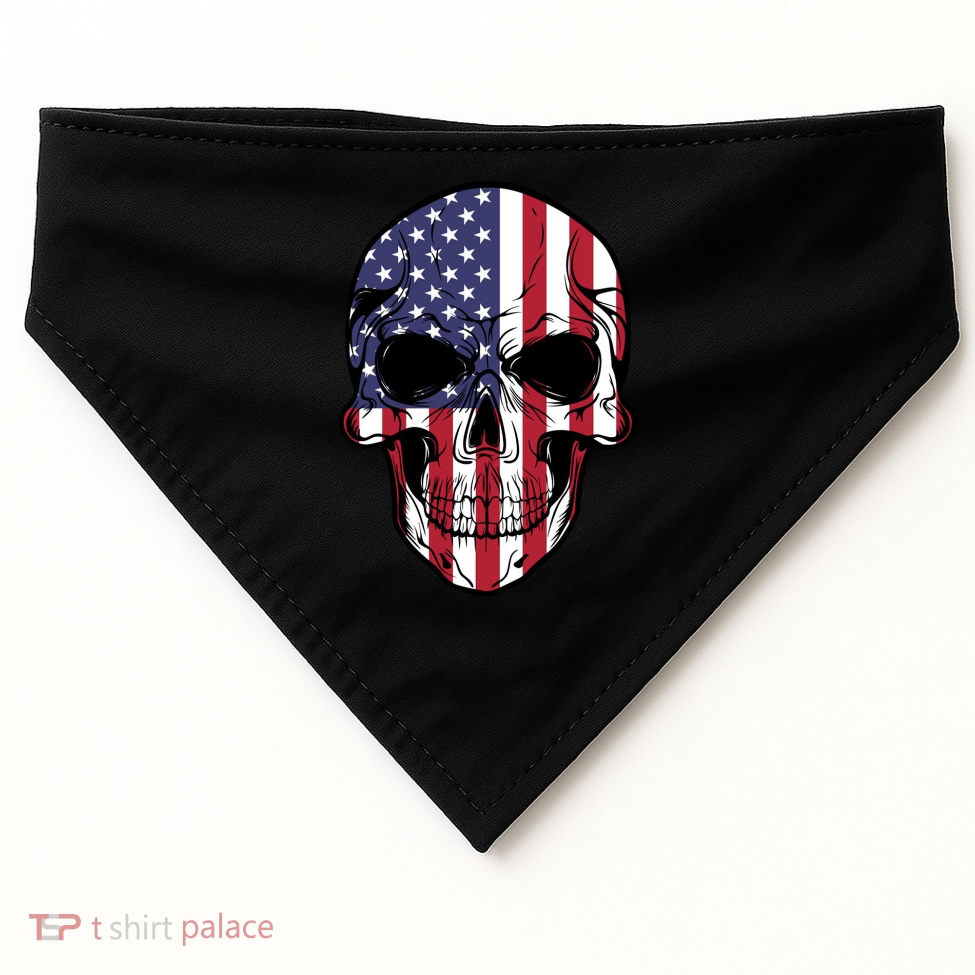 Us American Flag Patriotic Skull Gift USA-Made Doggie Bandana