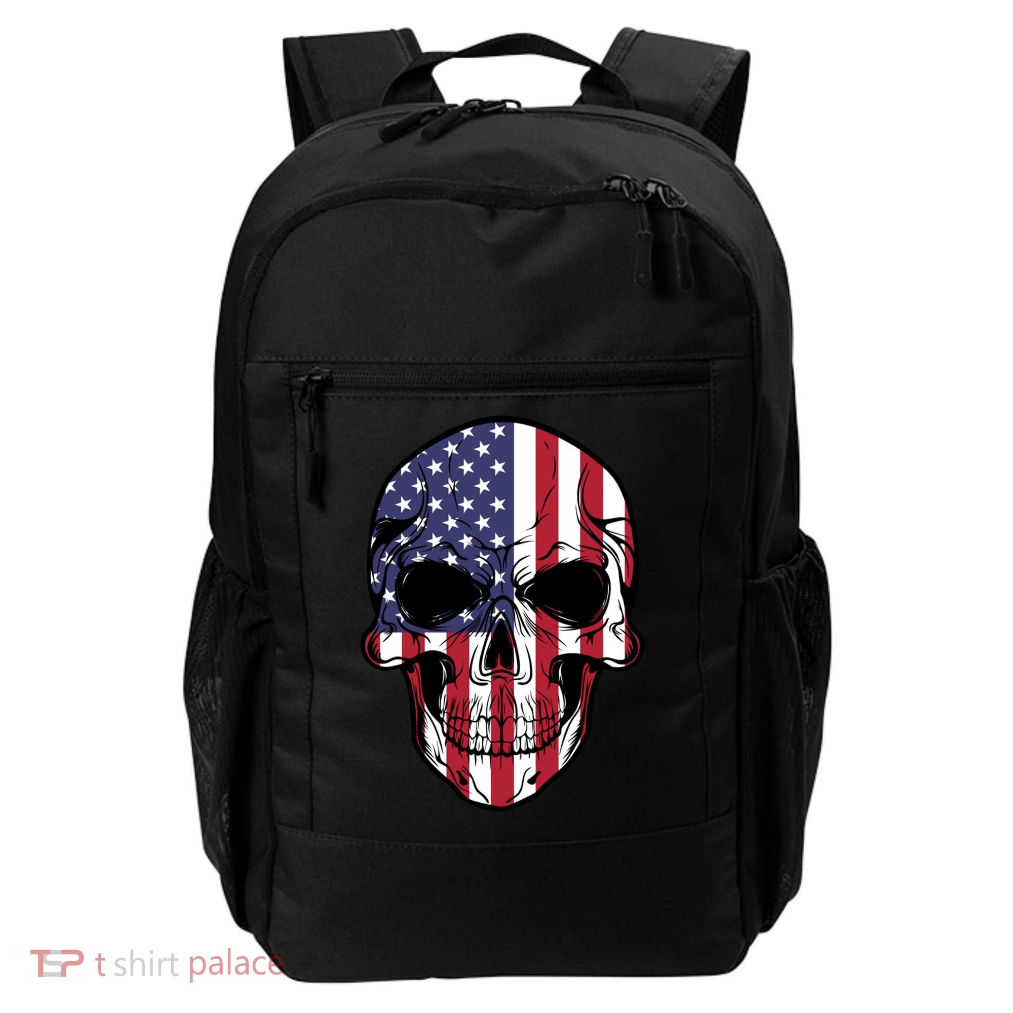 Us American Flag Patriotic Skull Gift Backpack