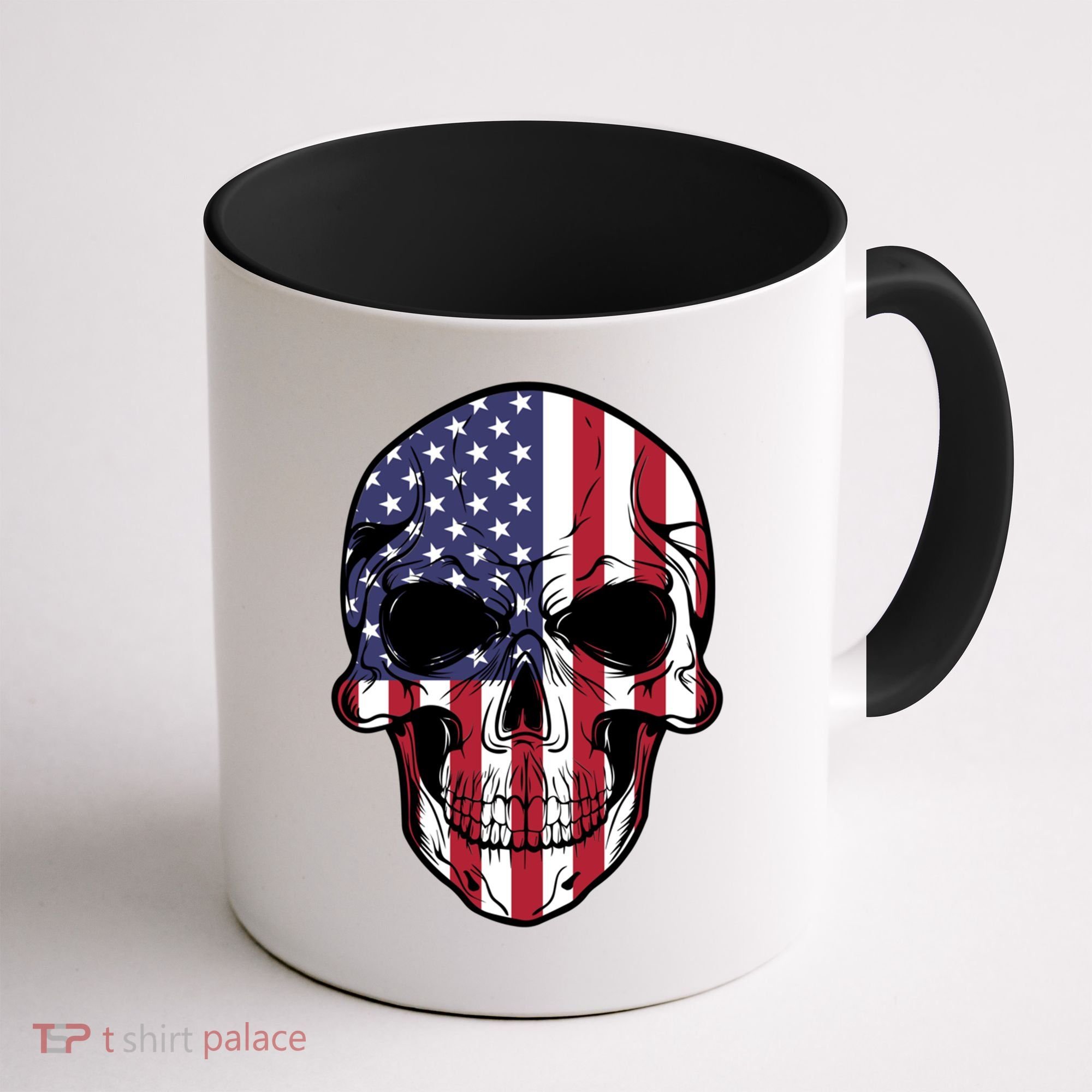 Us American Flag Patriotic Skull Gift Coffee Mug