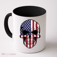 Us American Flag Patriotic Skull Gift Coffee Mug thumb 0