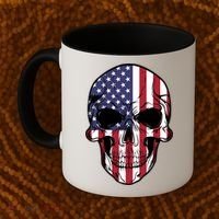 Us American Flag Patriotic Skull Gift Coffee Mug thumb 2