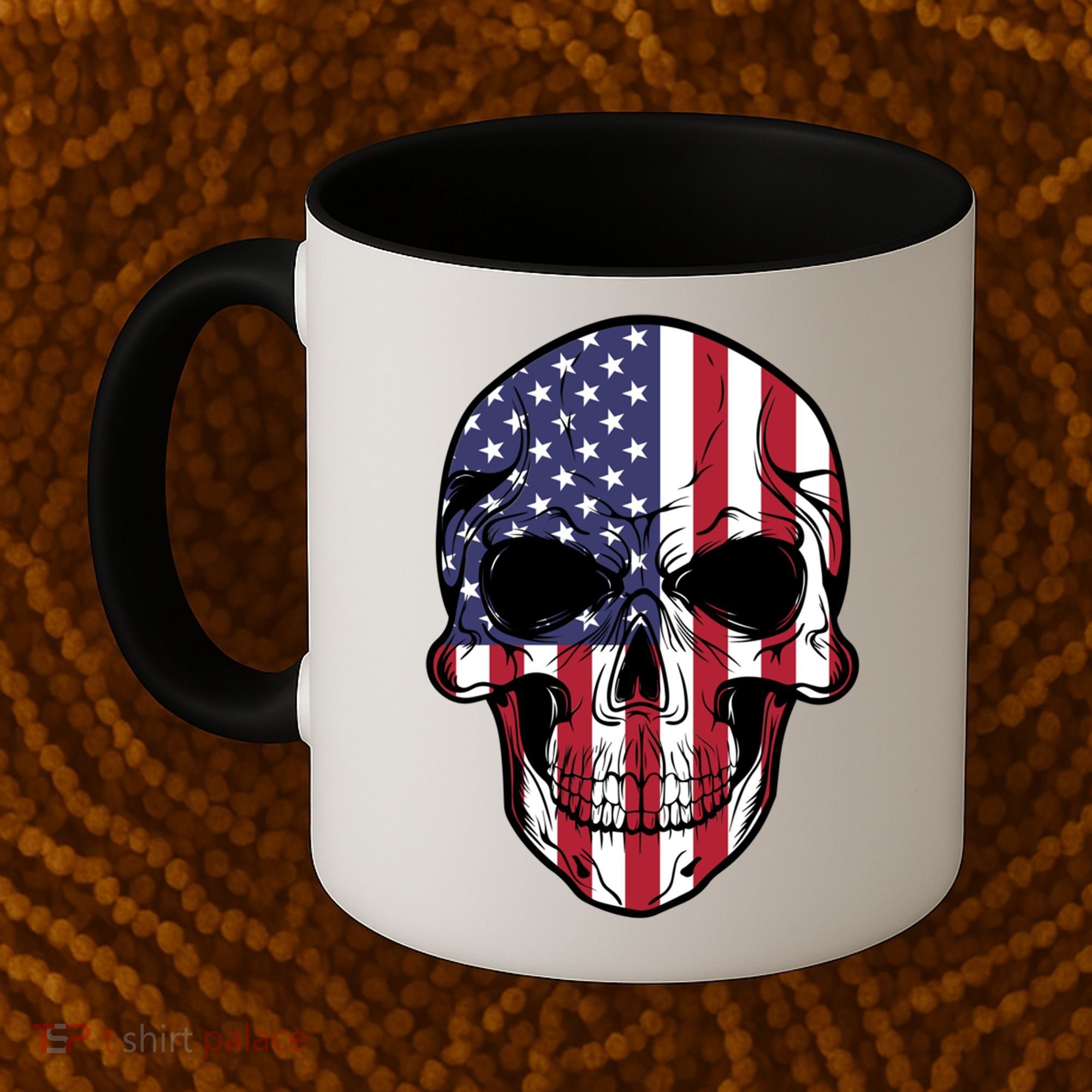 Us American Flag Patriotic Skull Gift Coffee Mug