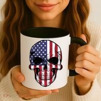 Us American Flag Patriotic Skull Gift Coffee Mug thumb 3