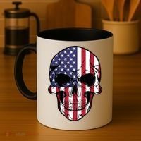 Us American Flag Patriotic Skull Gift Coffee Mug thumb 4