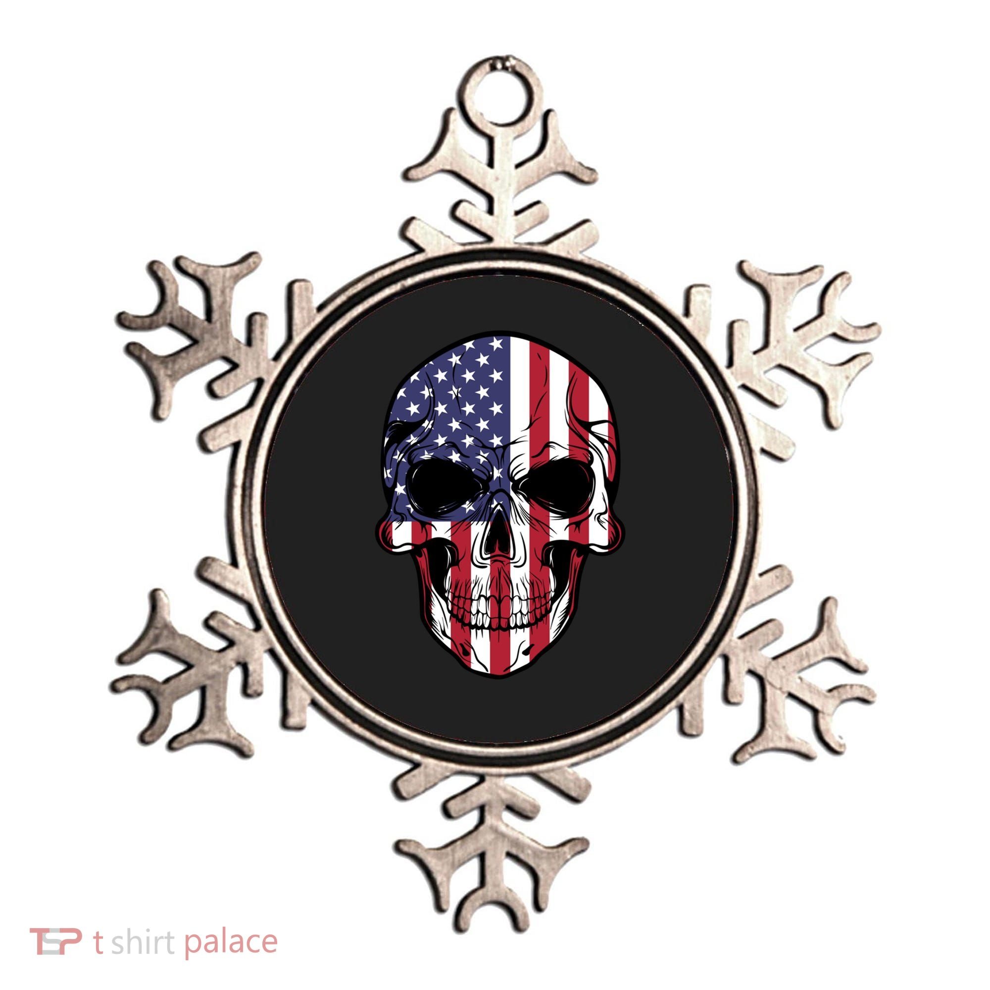 Us American Flag Patriotic Skull Gift Ornament