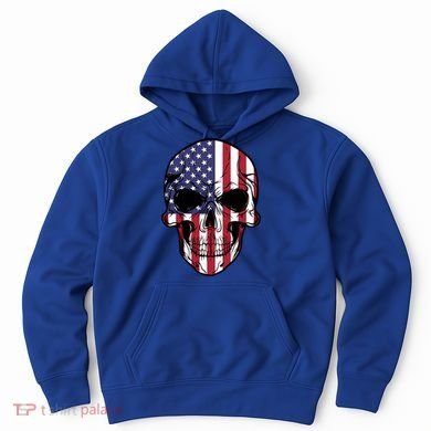 Us American Flag Patriotic Skull Gift Hoodie