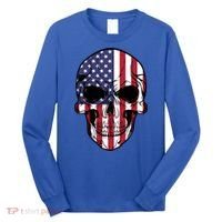 Us American Flag Patriotic Skull Gift Long Sleeve Shirt thumb 0