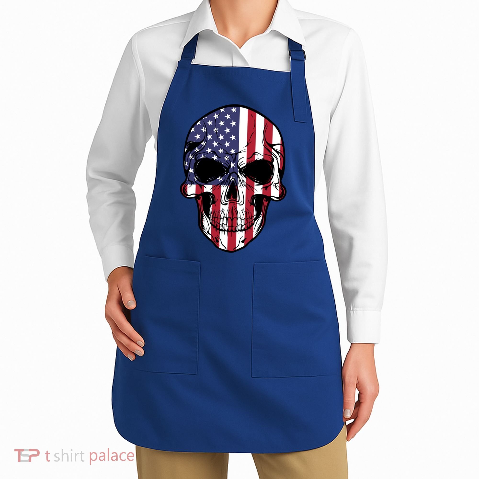 Us American Flag Patriotic Skull Gift Apron