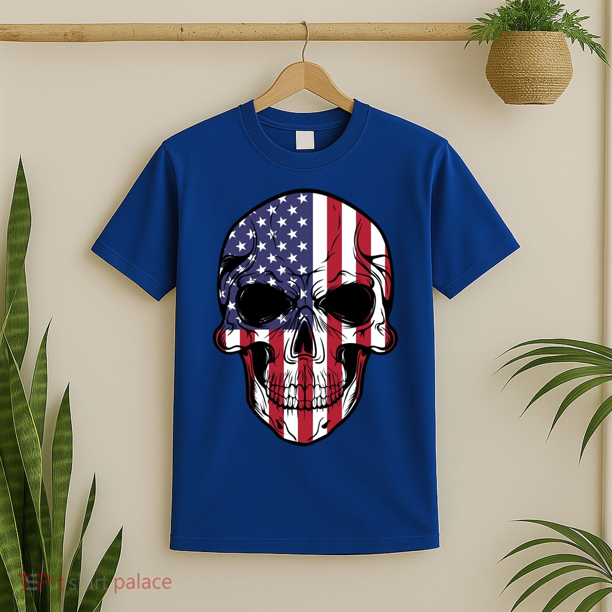 Us American Flag Patriotic Skull Gift T-Shirt