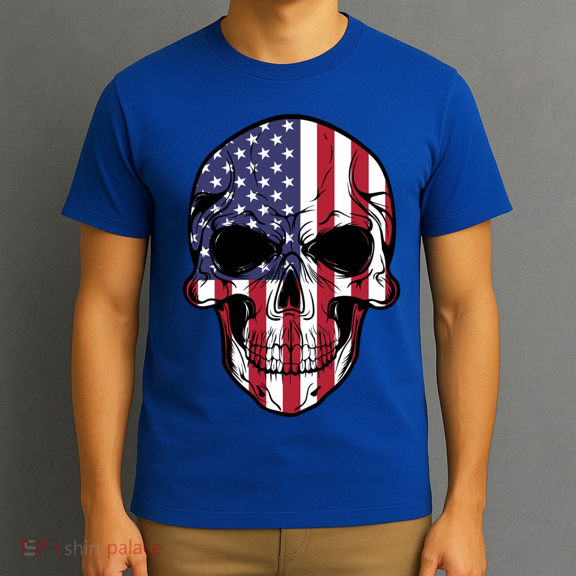 Us American Flag Patriotic Skull Gift T-Shirt