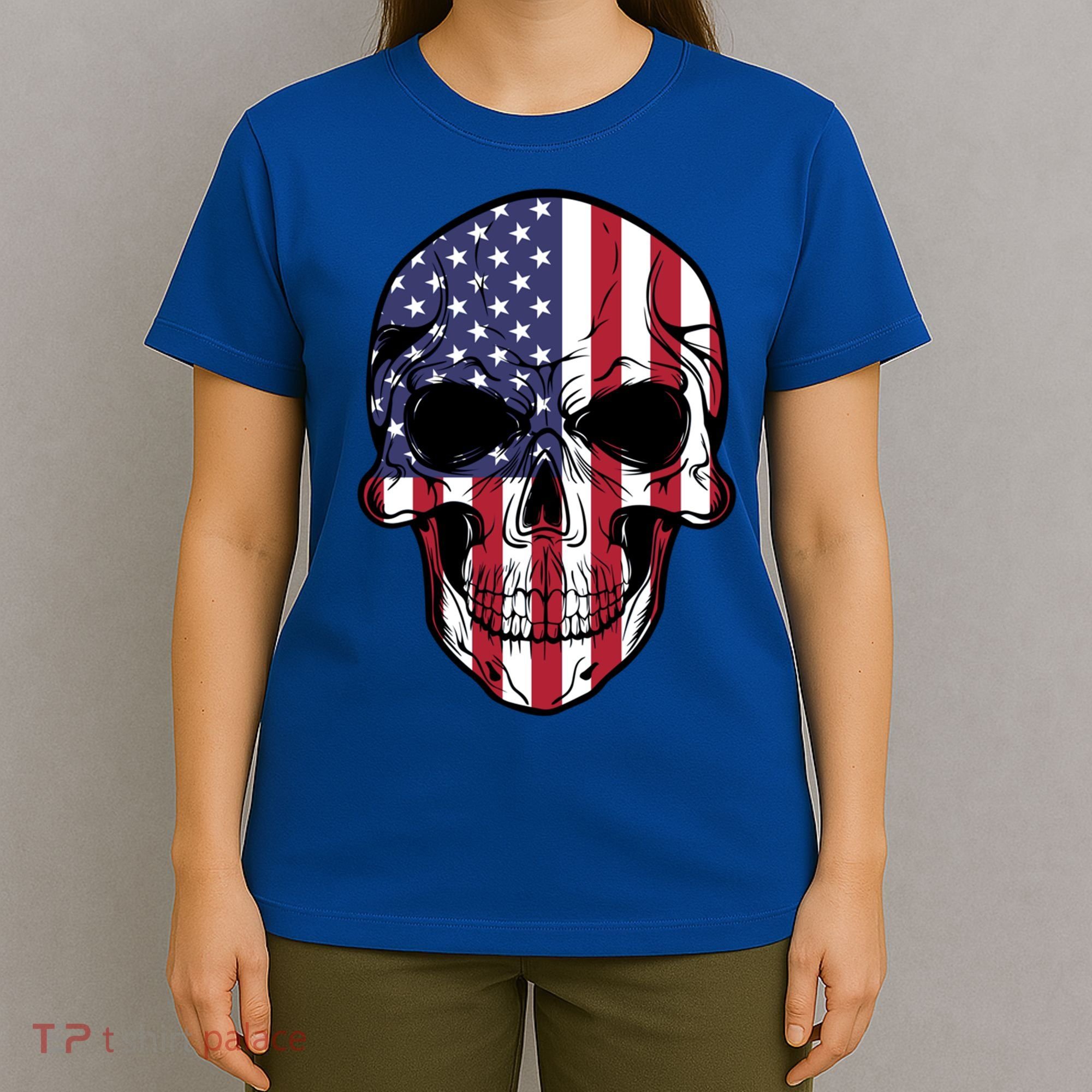 Us American Flag Patriotic Skull Gift T-Shirt