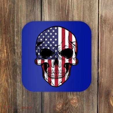 Us American Flag Patriotic Skull Gift Coaster