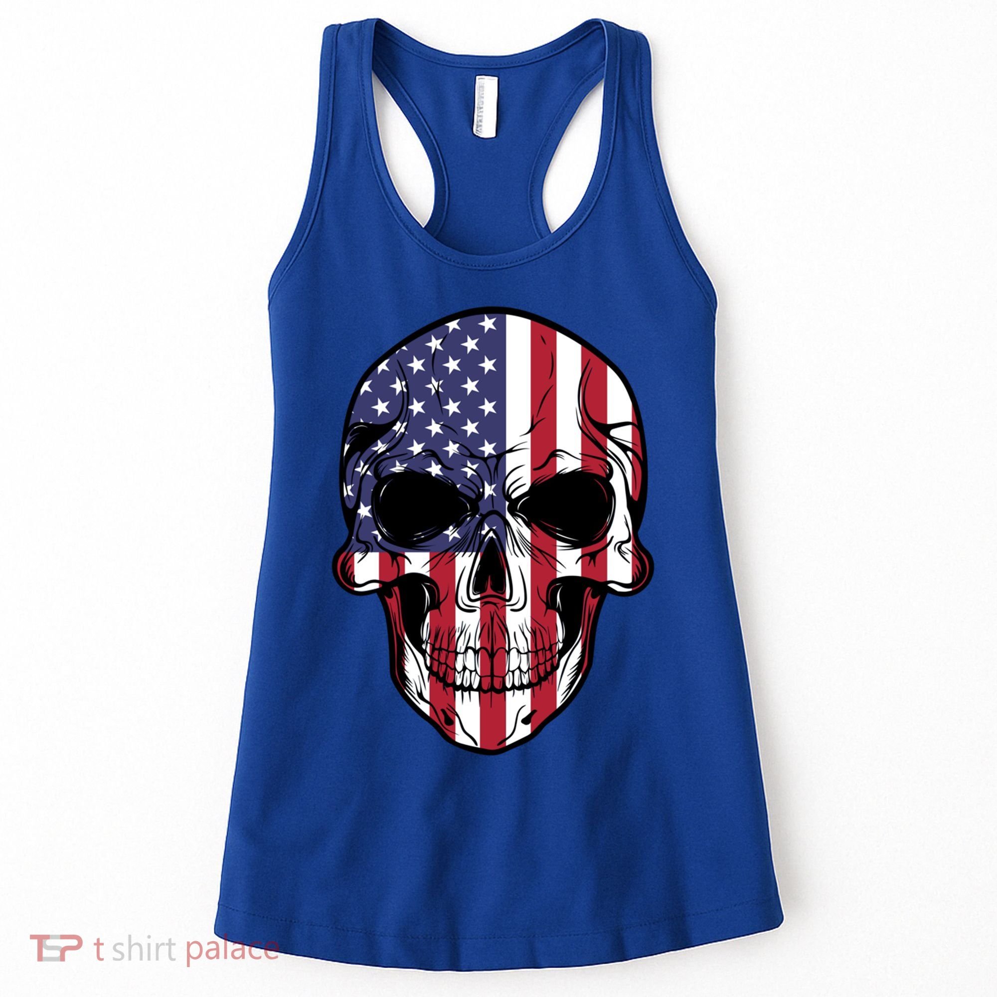 Us American Flag Patriotic Skull Gift Women's Tank Top