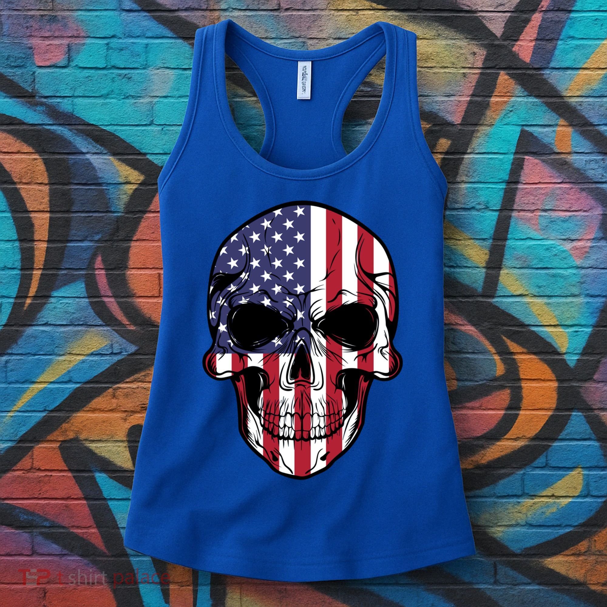 Us American Flag Patriotic Skull Gift Women's Tank Top