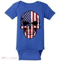 Us American Flag Patriotic Skull Gift Baby Bodysuit thumb 0