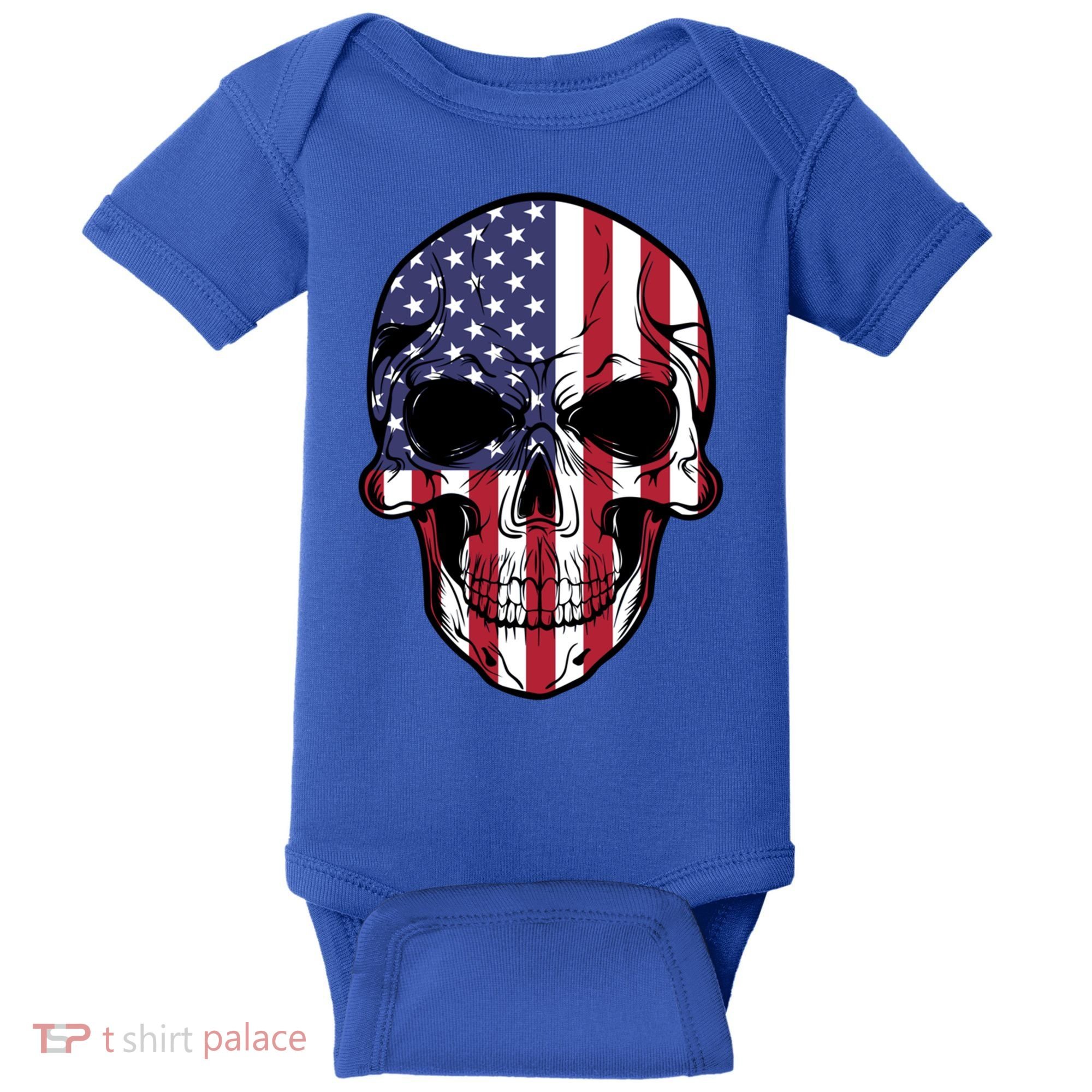 Us American Flag Patriotic Skull Gift Baby Bodysuit