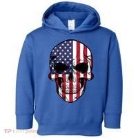Us American Flag Patriotic Skull Gift Toddler Hoodie thumb 0