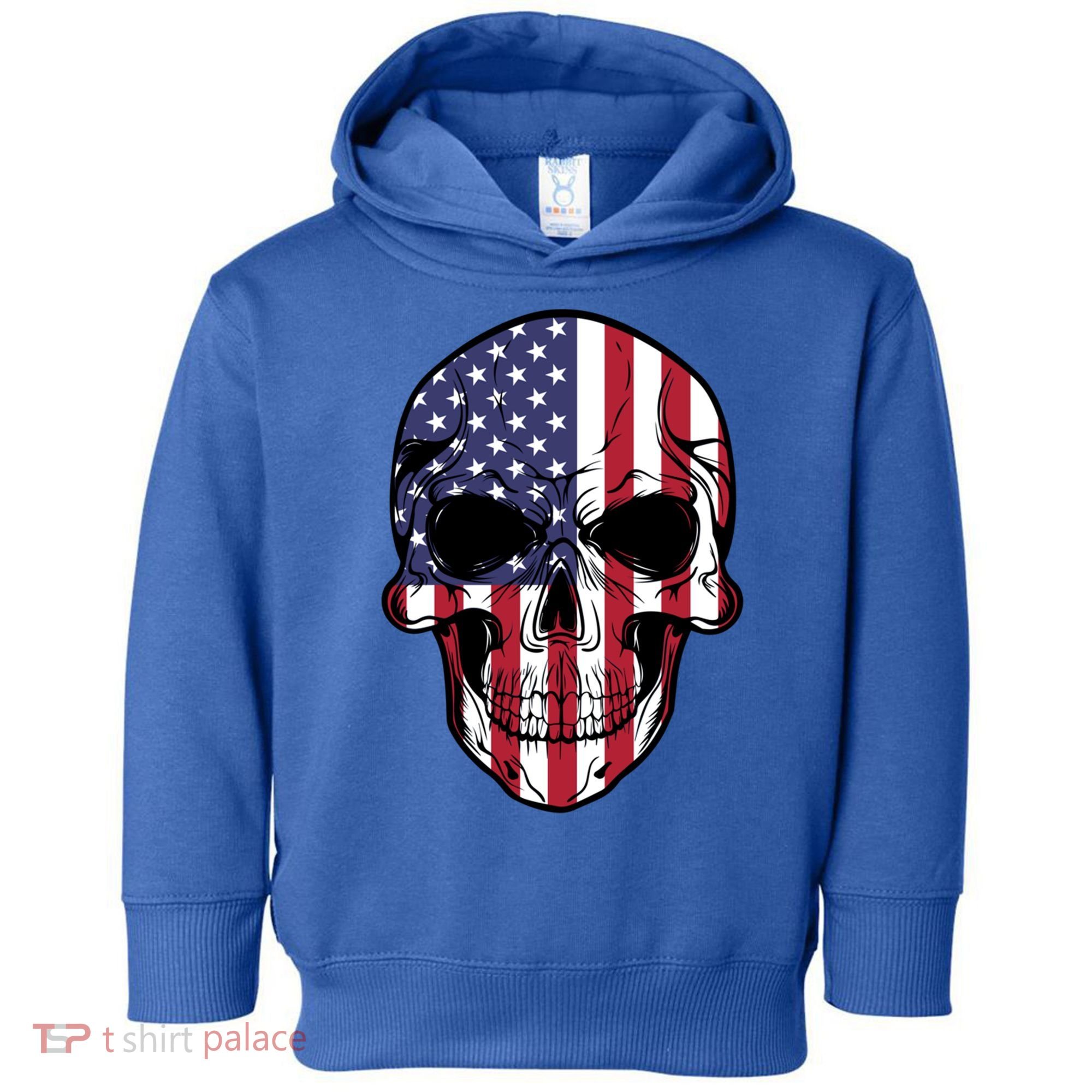 Us American Flag Patriotic Skull Gift Toddler Hoodie