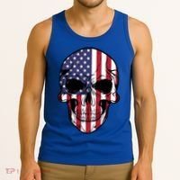 Us American Flag Patriotic Skull Gift Tank Top thumb 3