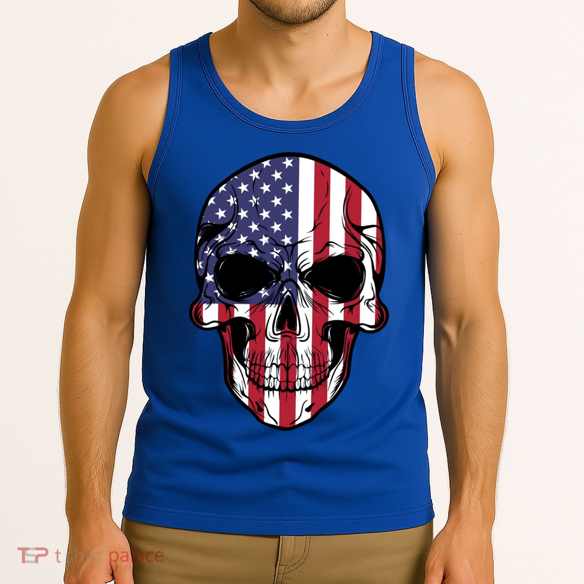Us American Flag Patriotic Skull Gift Tank Top