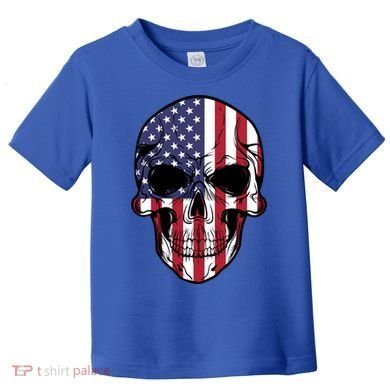 Us American Flag Patriotic Skull Gift Toddler T-Shirt