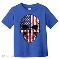 Us American Flag Patriotic Skull Gift Toddler T-Shirt thumb 0