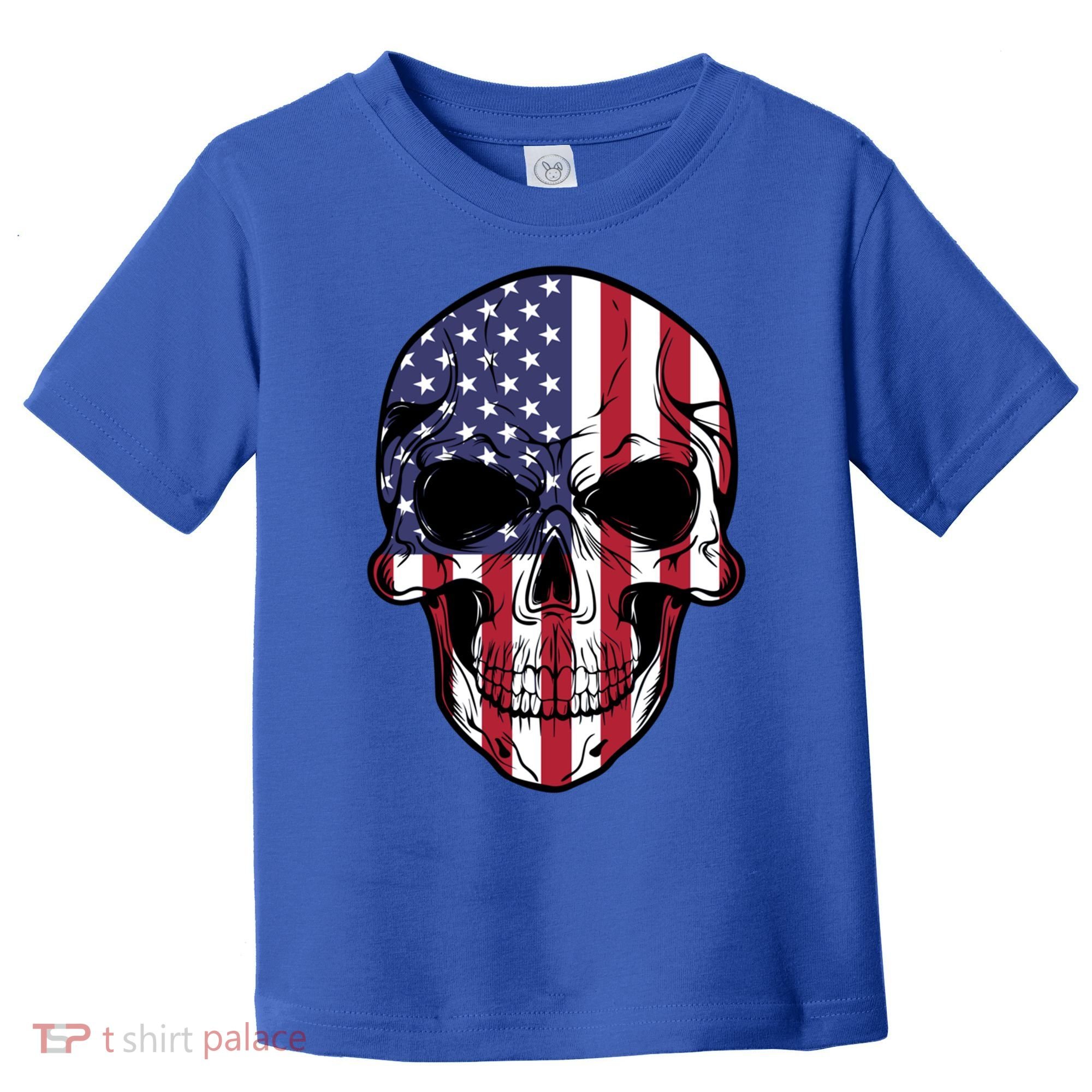 Us American Flag Patriotic Skull Gift Toddler T-Shirt