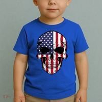 Us American Flag Patriotic Skull Gift Toddler T-Shirt thumb 2