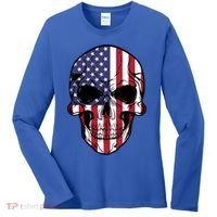 Us American Flag Patriotic Skull Gift Women's Long Sleeve Shirt thumb 0
