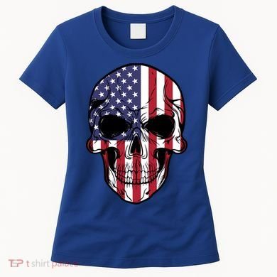 Us American Flag Patriotic Skull Gift Women's T-Shirt