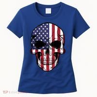 Us American Flag Patriotic Skull Gift Women's T-Shirt thumb 0