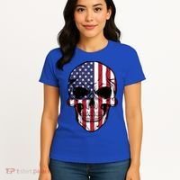 Us American Flag Patriotic Skull Gift Women's T-Shirt thumb 4